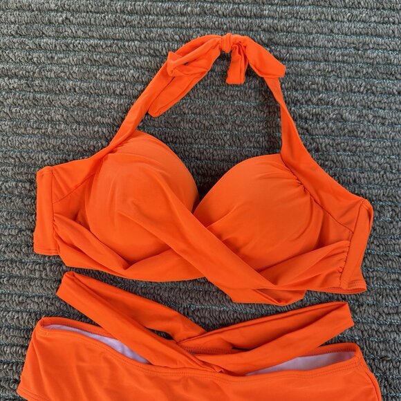 Shein Twist Front Push Up 2 Piece Bikini Swimsuit Set Orange Size Large Cheeky - Picture 6 of 13